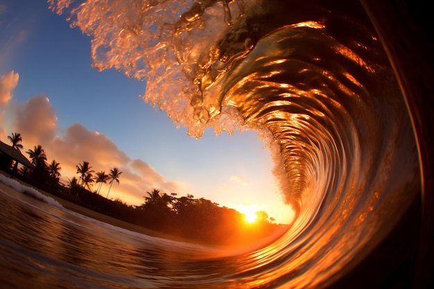 Foto surfistas atrapando olas