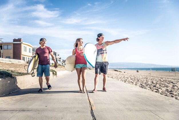 Surfistas en la playa