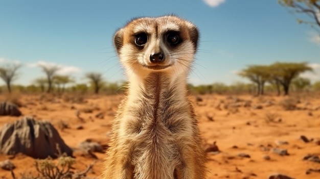 Una suricata muy linda se encuentra en el desierto de Kalahari, Namibia