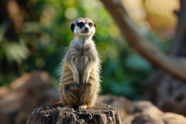 Suricata de pie en una guardia Suricata curiosa