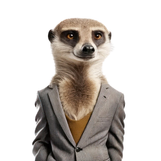 Foto una suricata con traje y chaqueta.