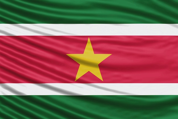 Surinam Flag Wave Close Up, fondo de bandera nacional