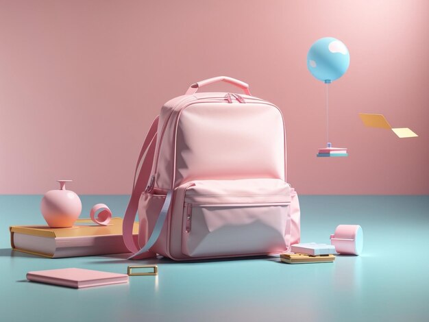 Surreal Modernity Floating Pastellrosa Schultasche