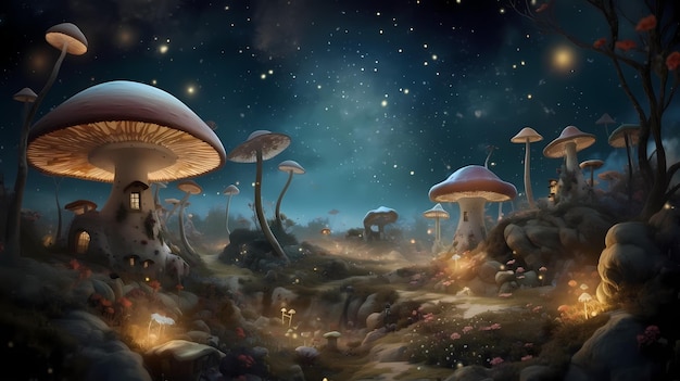 Surreale psychedelische Landschaft fantastische Pilze