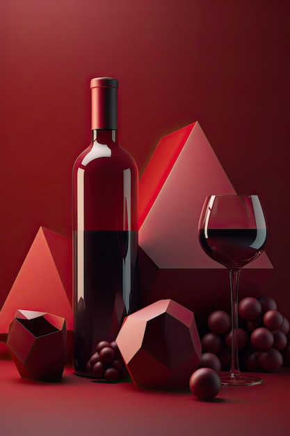 Surrealismo abstrato design gráfico 3d banner de degustação de vinhos moderno cartão de passageiro AI generative