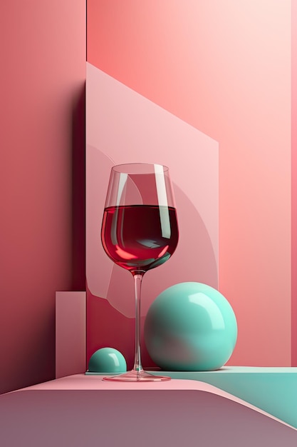 Surrealismo abstrato design gráfico 3d banner de degustação de vinhos moderno cartão de passageiro AI generative