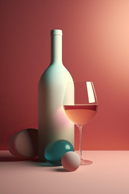 Surrealismo abstrato design gráfico 3d banner de degustação de vinhos moderno cartão de passageiro AI generative