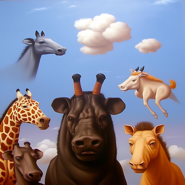 Foto surrealismo pintura de animais estranhos