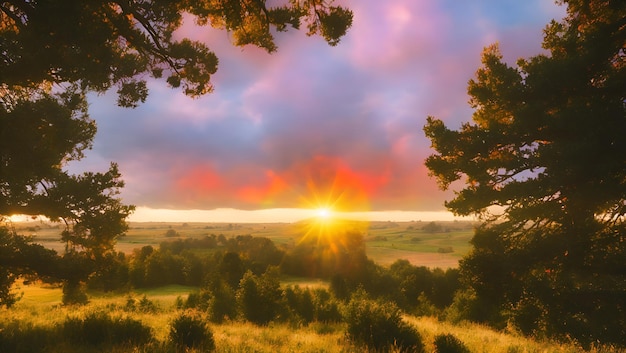 Surrealismus schöne leuchtende Landschaft