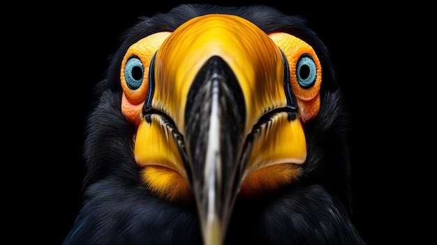 Surrealistische Fotografie Afrikanischer Vogel mit großen gelben Augen