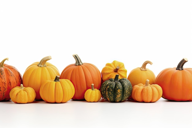 Surtido de calabazas aisladas sobre fondo blanco