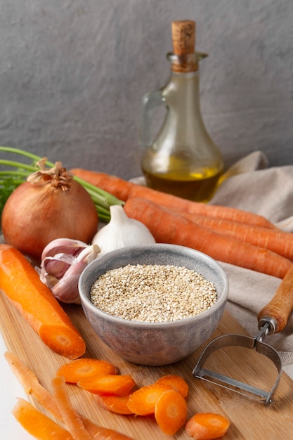 Foto surtido de deliciosas verduras crudas