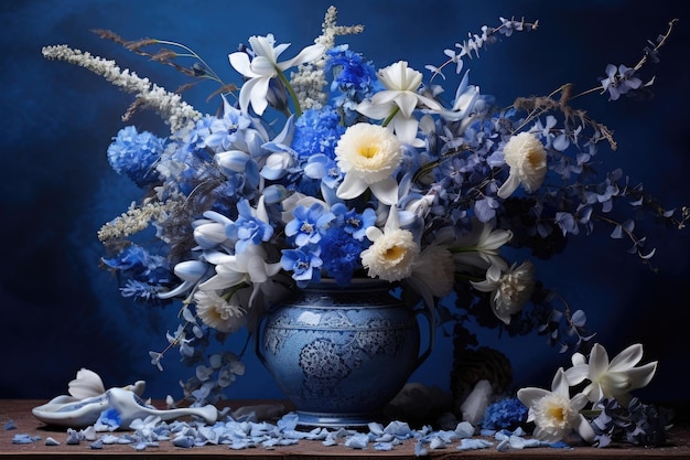 El surtido de flores para el lunes azul