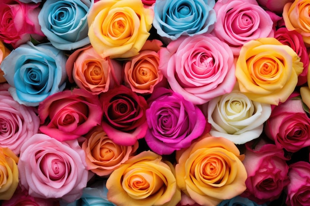Surtido de fondo de rosas de colores