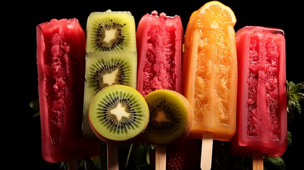 Surtido de Paletas de Frutas Coloridas y Refrescantes