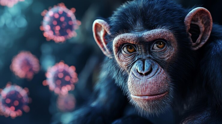 Foto surto de varíola closeup de macaco com varíola destacando os riscos do vírus mpxv