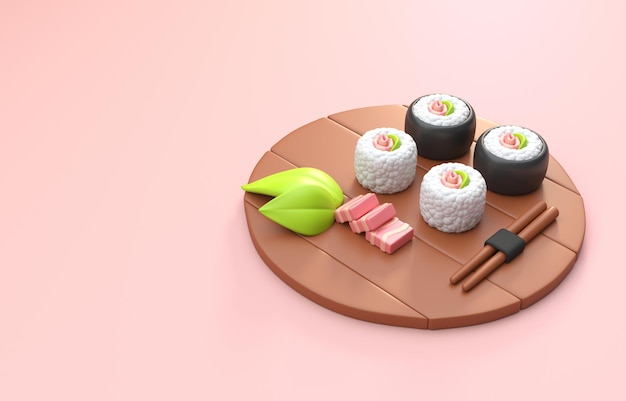 Sushi 3D aislado Ilustración 3D