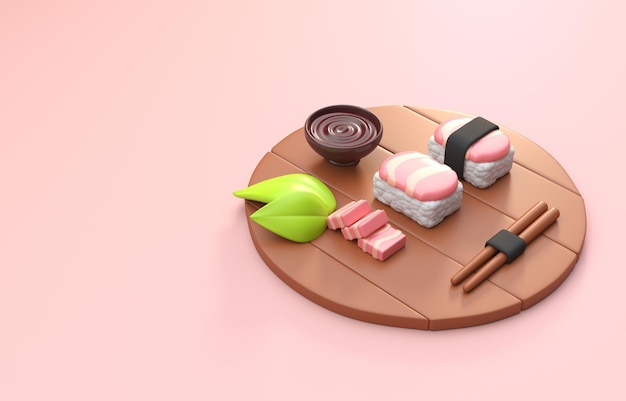 Sushi 3D aislado Ilustración 3D