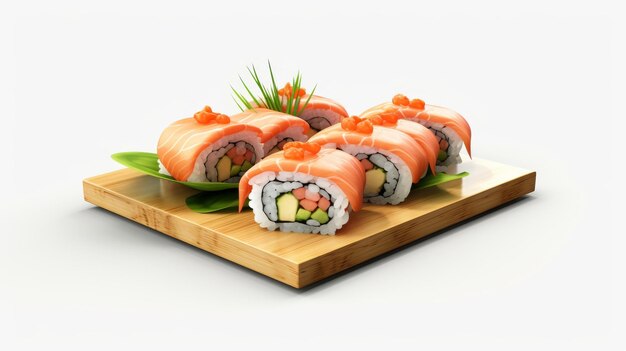 Sushi 3D isoliert auf weißem Hintergrund