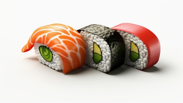 Sushi 3D isoliert auf weißem Hintergrund