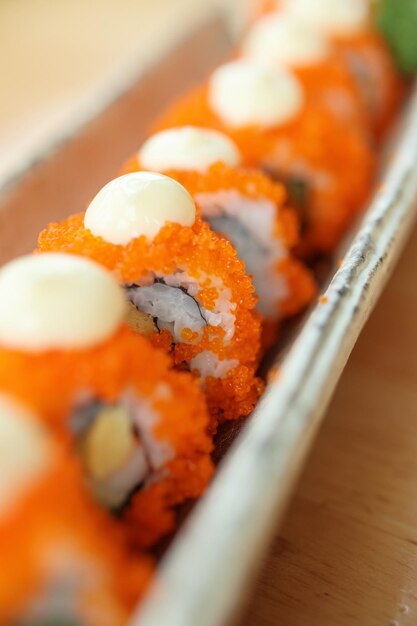 Sushi California maki rolls closeup