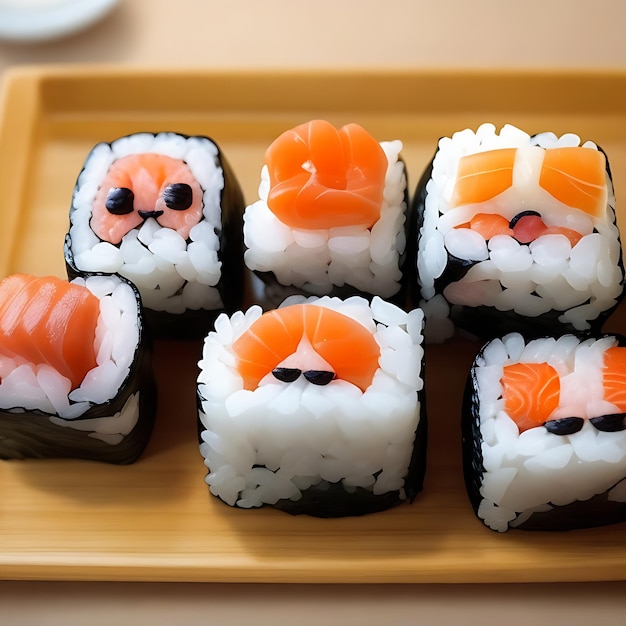 sushi com rostos fofos