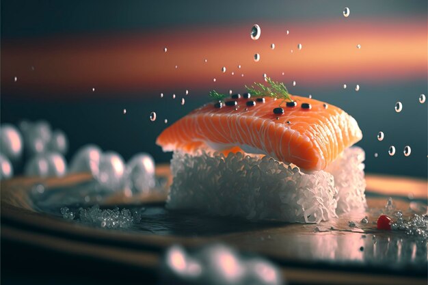 Sushi com salmão