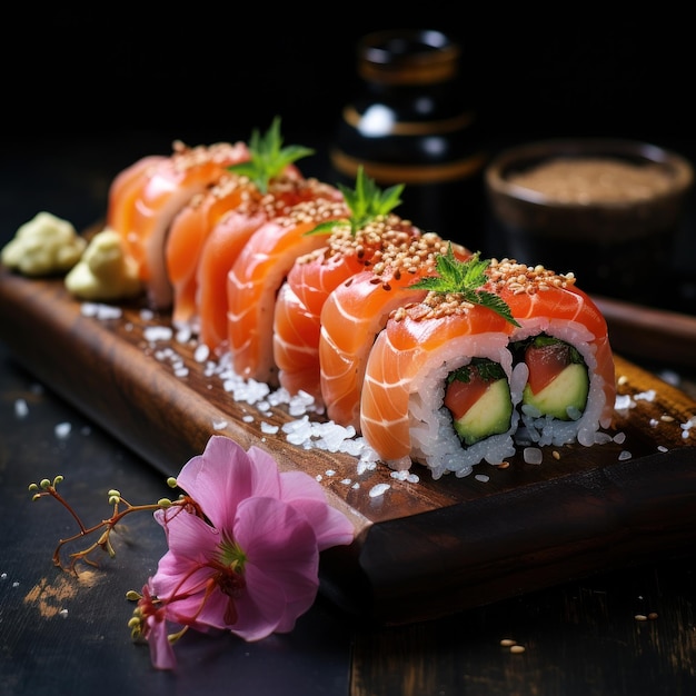 Sushi elegante schöne frische japanische kulinarische Kunst