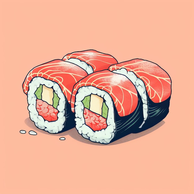 Sushi em estilo retro Inteligência Artificial Generativa