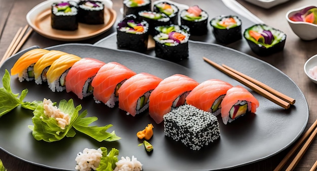 Sushi em um belo prato gerado por IA