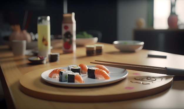 Sushi_en_la_mesa_super_realista_cinemática comida japonesa