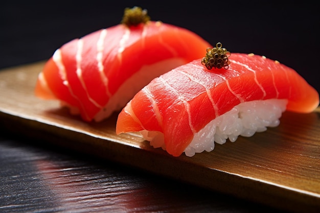 Sushi enrolado de ovos de salmão nigiri isolado em fundo branco