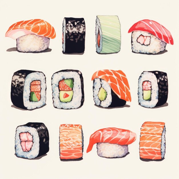 Sushi en estilo retro IA generativa