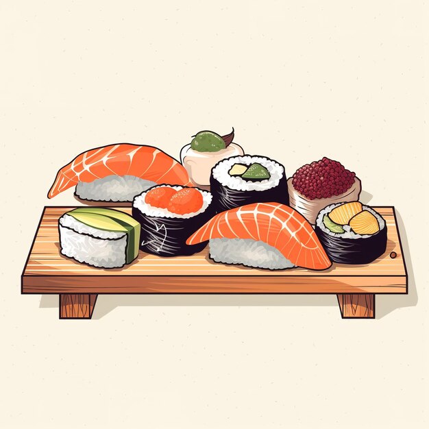 Foto sushi-flachvektor-illustrationscartoon