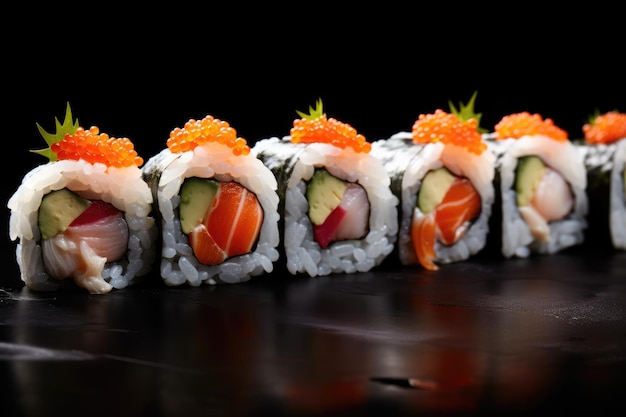 Sushi en un fondo negro