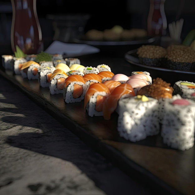 Sushi en un fondo negro