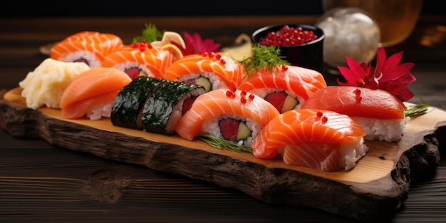 Sushi fresco y delicioso Ilustración de alta calidad IA generativa