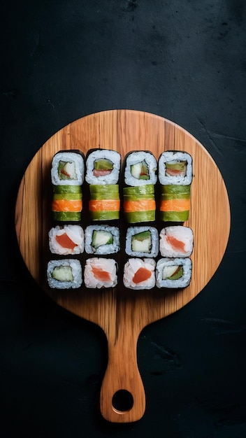 Sushi fresco em tábuas