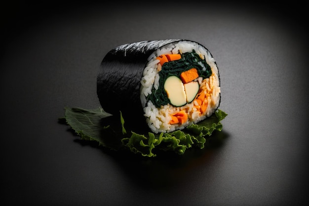 Sushi hecho en Corea contra un fondo negro