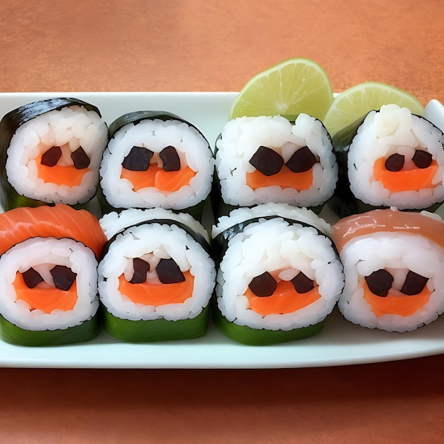 Sushi mit süßen Gesichtern