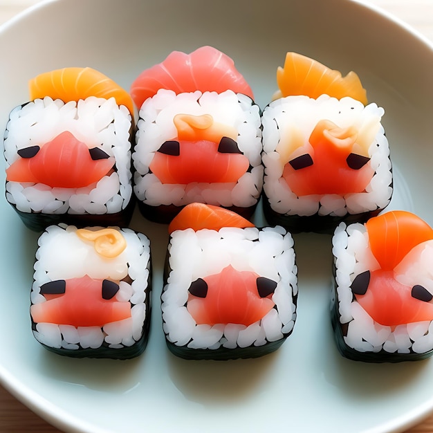 Sushi mit süßen Gesichtern