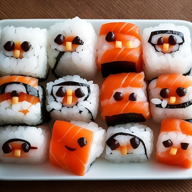 Sushi mit süßen Gesichtern