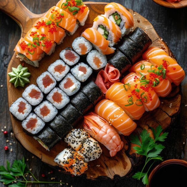 Sushi na mesa.