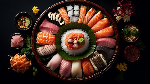 Sushi un plato de arroz con vinagre Ai Generative