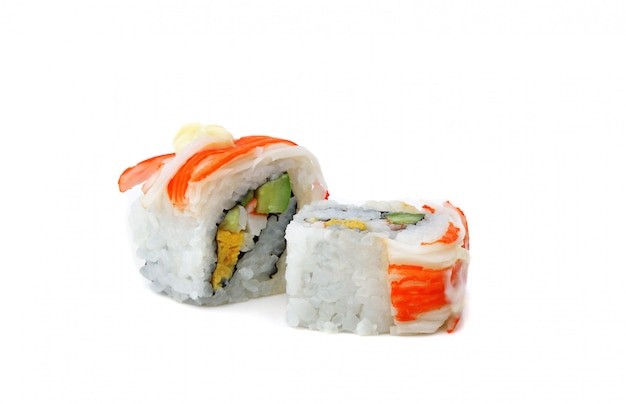 Sushi roll comida japonesa em branco