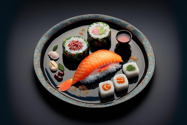 Sushi-Rollen auf Plattenfotografie