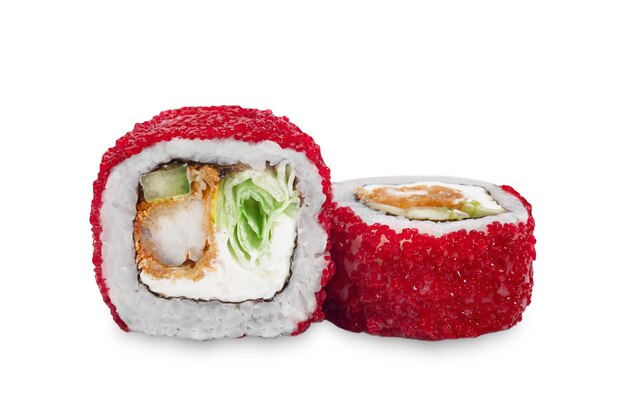 Sushi-Rollen auf weißem Hintergrund