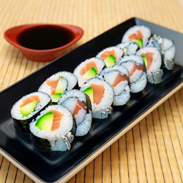 Sushi-Rollen Maki traditioneller japanischer Speiseplatt