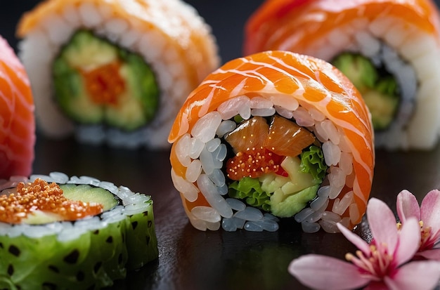 Sushi-Rollen mit Sakura-Fischkuchen