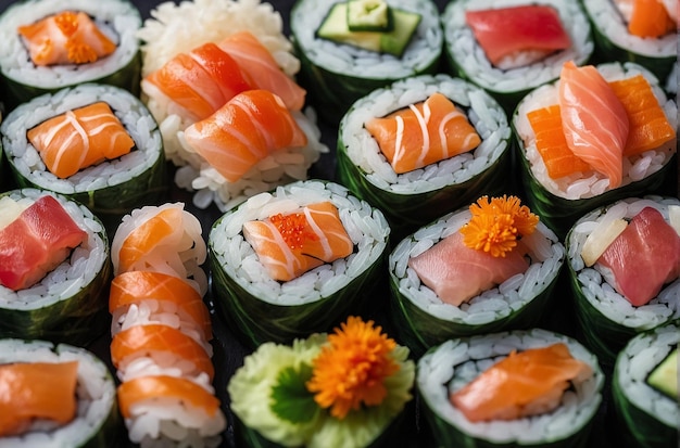 Sushi-Rollen mit Sakura-Fischkuchen